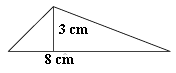En trekant med høyde 3 cm og grunnlinjen lik 8 cm.